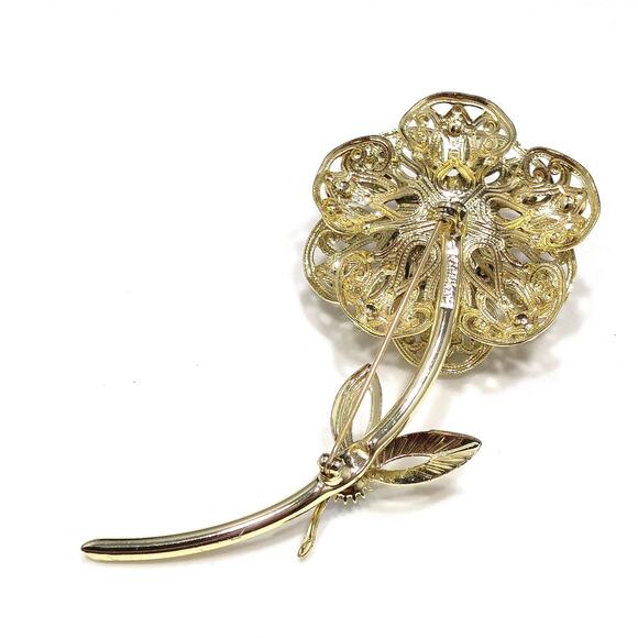 Vintage Sarah Coventry Large Flower Rose Brooch, 1960s - Picture 7 of 10